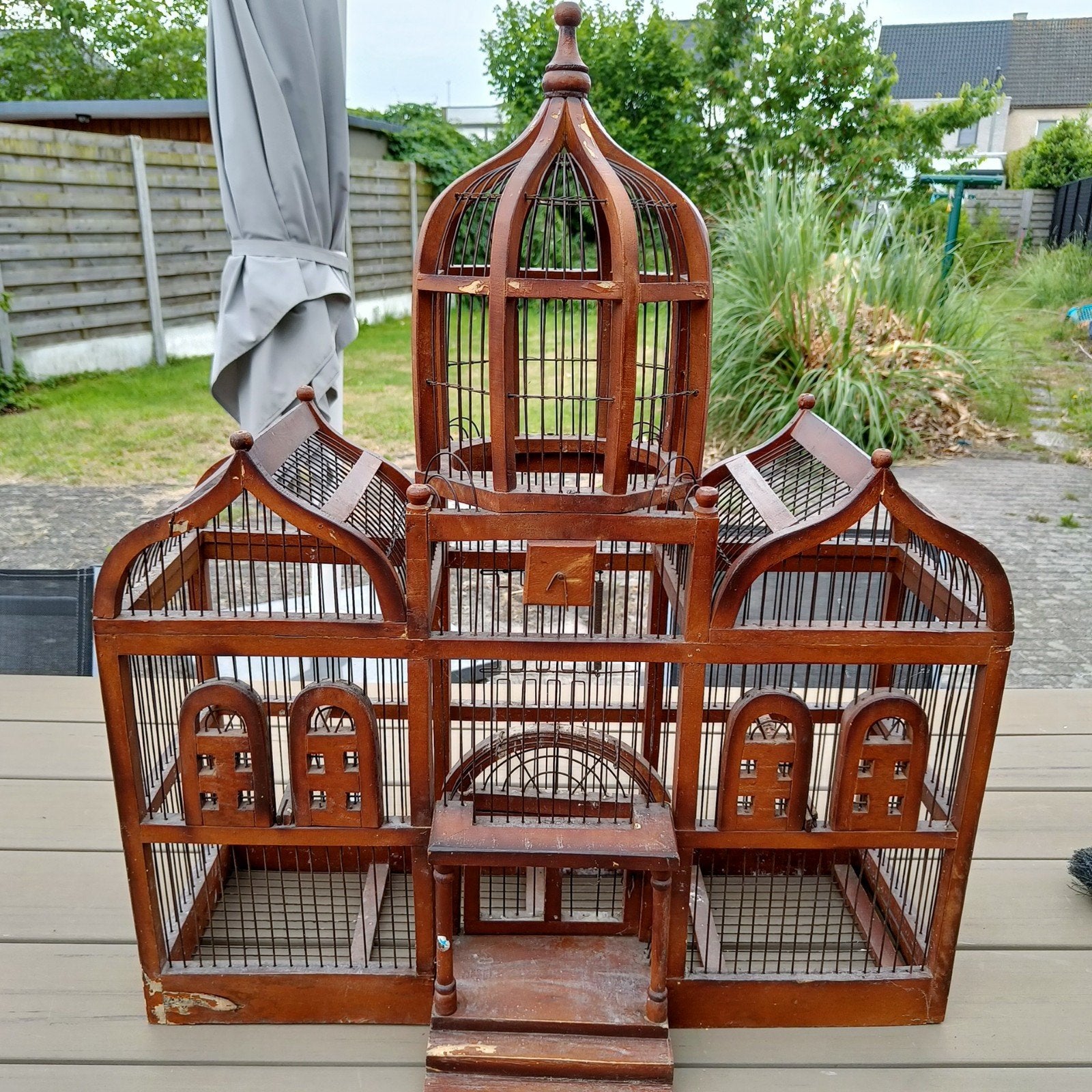 Antieke houten vogelkooi., Ophalen