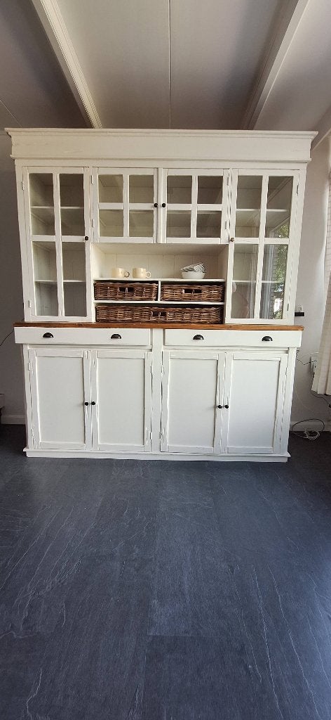 Buffetkast, wit hout, z.g.a.n., Ophalen, 200 cm of meer, Eikenhout, Met lade(s)