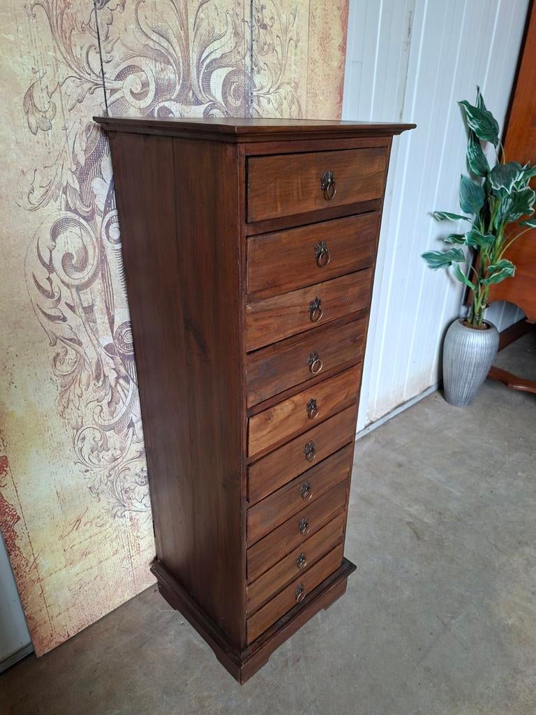 Teakhouten ladenkast, apothekerskast, archiefkast, Huis en Inrichting, Kasten | Ladekasten, Ophalen of Verzenden, 25 tot 50 cm