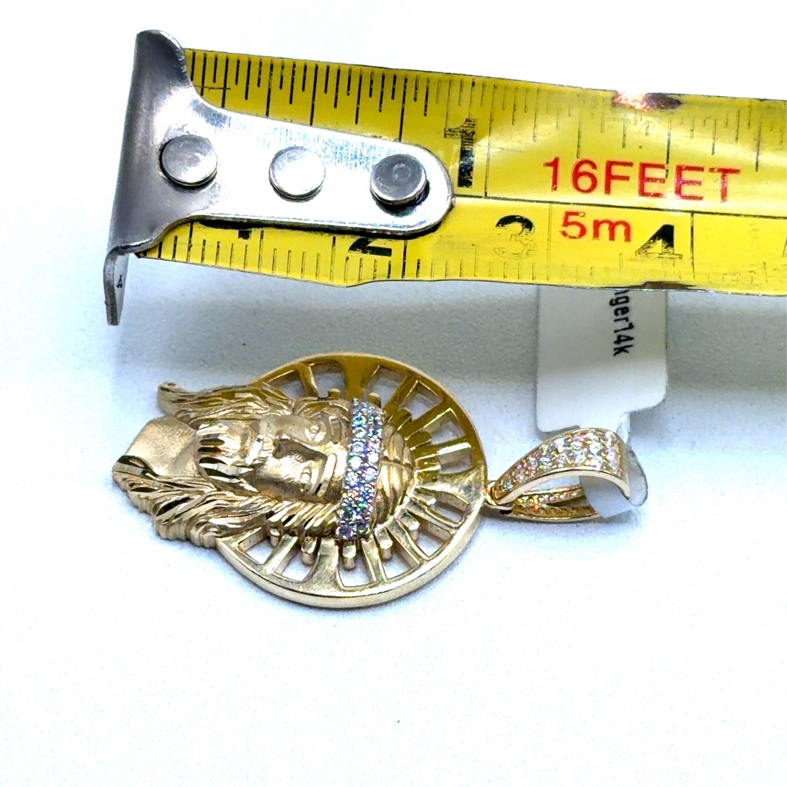 Gouden Jezus Hanger 14K met Zirkonia Steentjes, Overige voorstellingen, W, Nieuw, Ophalen of Verzenden