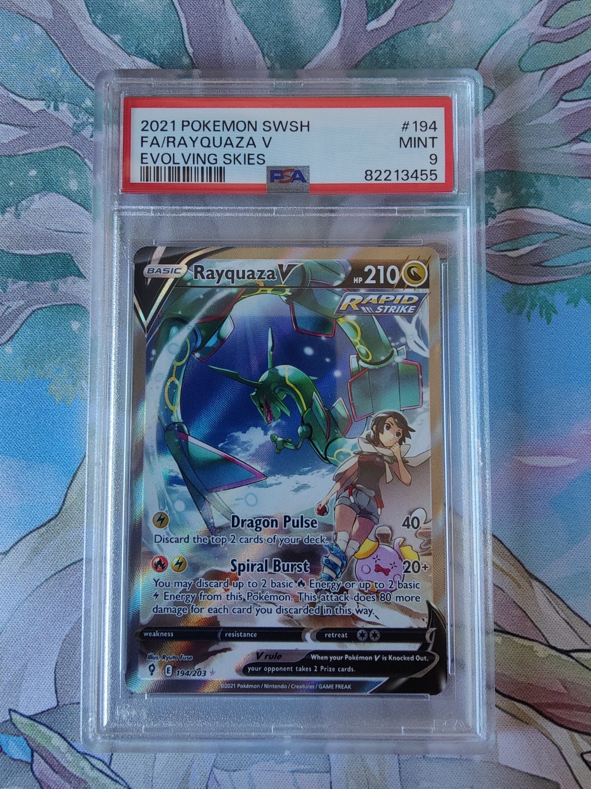 Pokemon evolving skies Rayquaza v alt art psa9 mint 194/203, Hobby en Vrije tijd, Verzamelkaartspellen | Pokémon, Ophalen of Verzenden