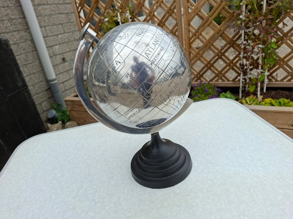 super mooie vintage chrome metalen wereldbol, Huis en Inrichting, Ophalen of Verzenden, Zo goed als nieuw