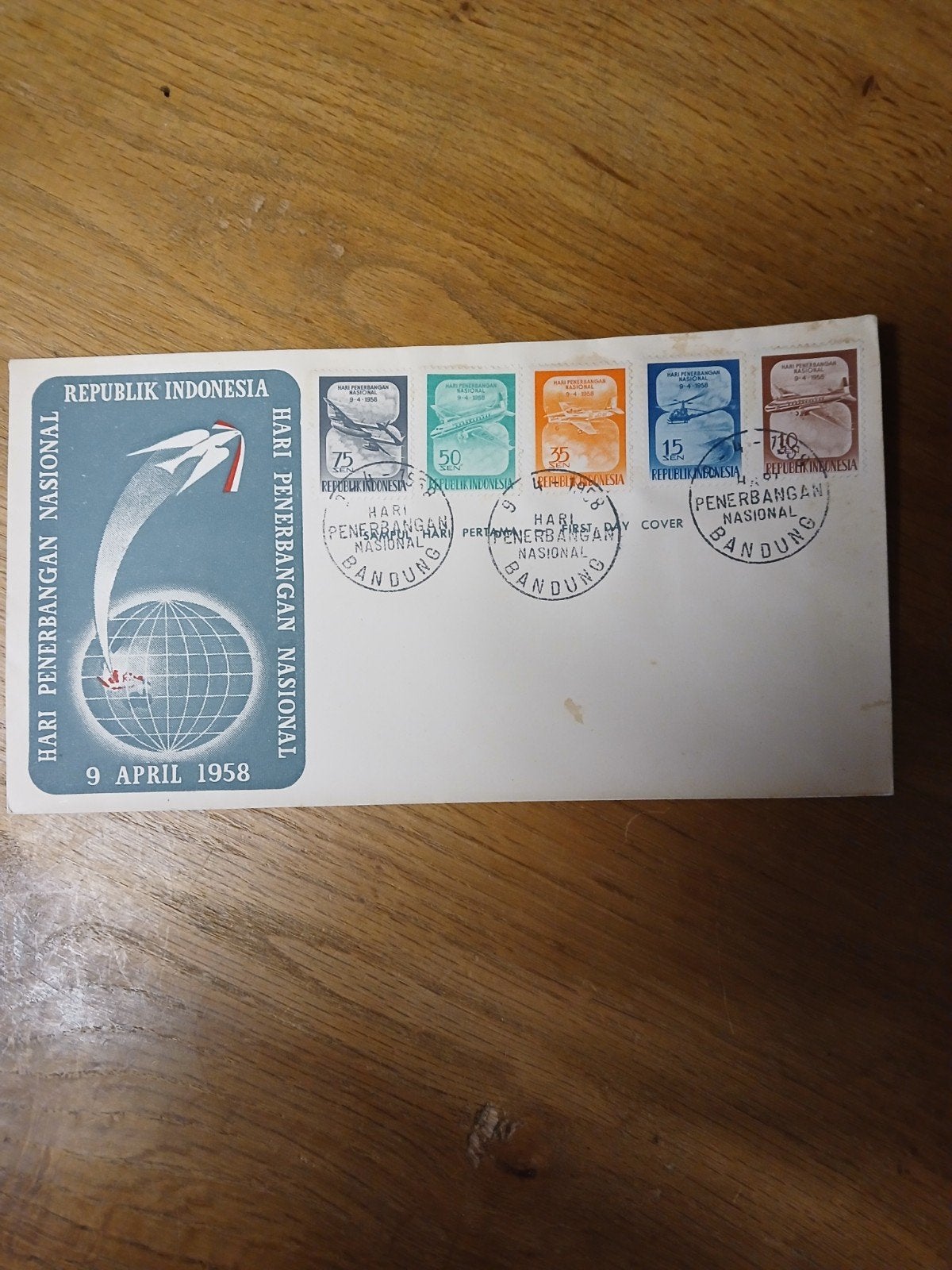 Eerste Dag Cover Indonesië 1958 - Luchtvaart, Ophalen of Verzenden, Beschreven, Rest van de wereld