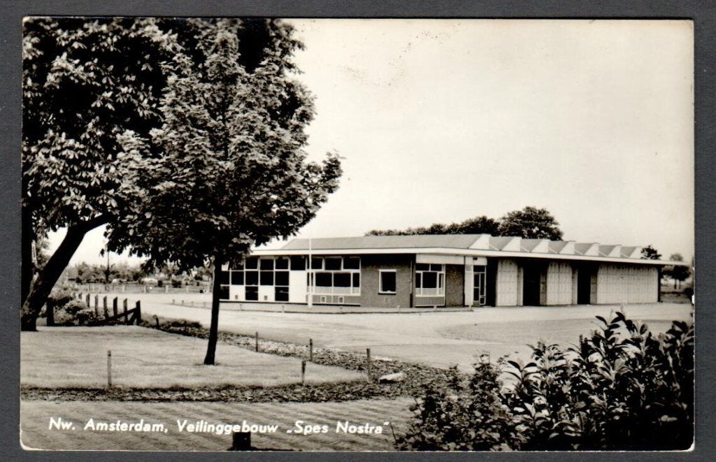 Oude ansicht - Nw. Amsterdam Veilinggebouw Spes Nostra - Dr., Ophalen of Verzenden, 1940 tot 1960, Ongelopen, Drenthe