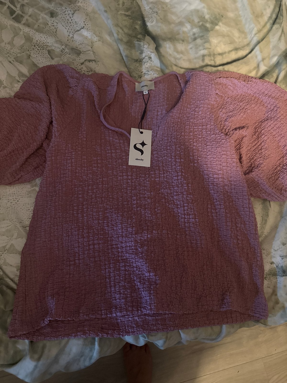 Shoeby roze crinkle V-hals top XL, Kleding | Dames, Maat 46/48 (XL) of groter, Nieuw, Ophalen of Verzenden, Korte mouw