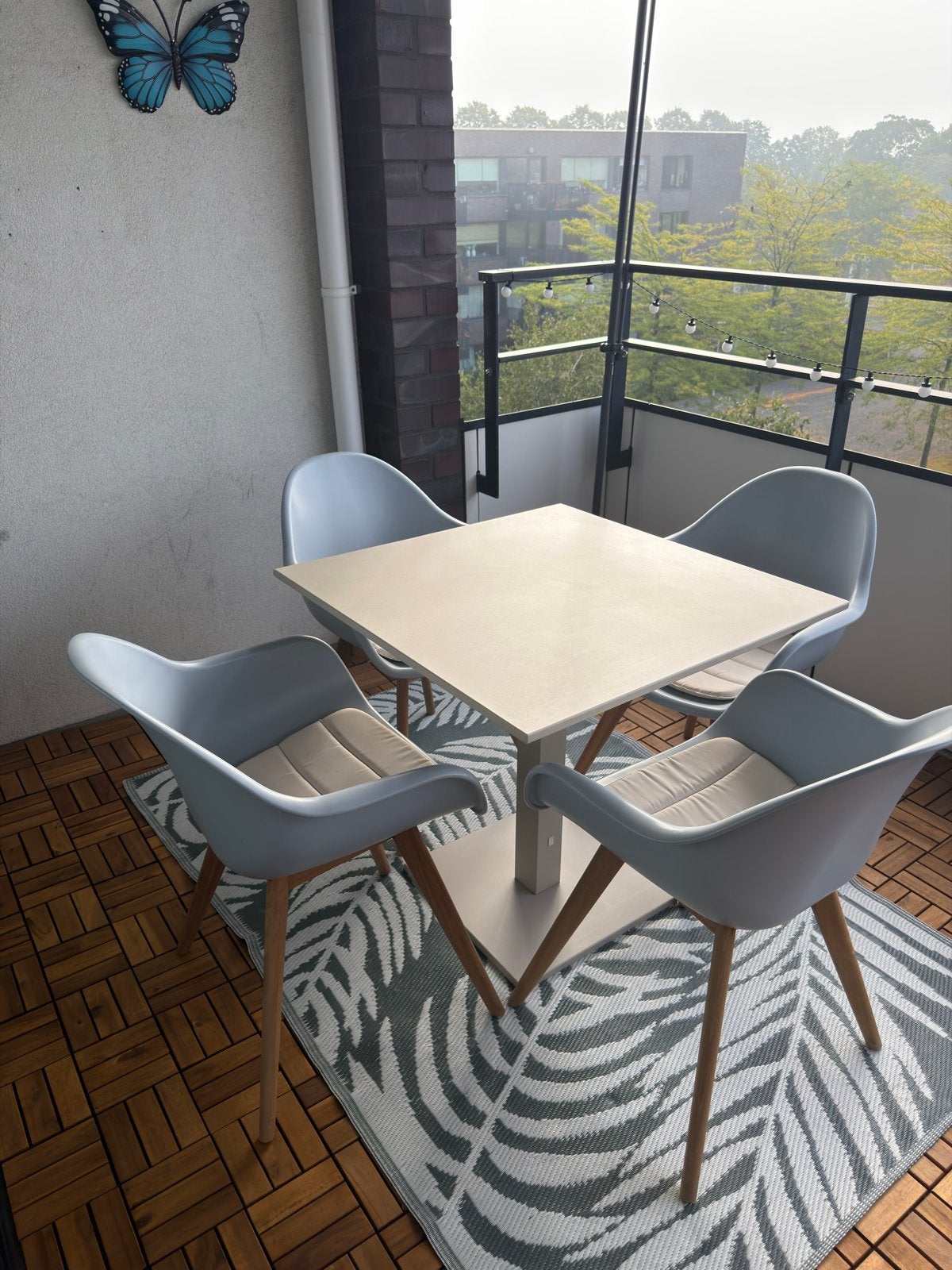 Moderne tuinset met 4 stoelen van het merk Beach 7, Tuin en Terras, Ophalen, 4 zitplaatsen, Kunststof, Eettafel