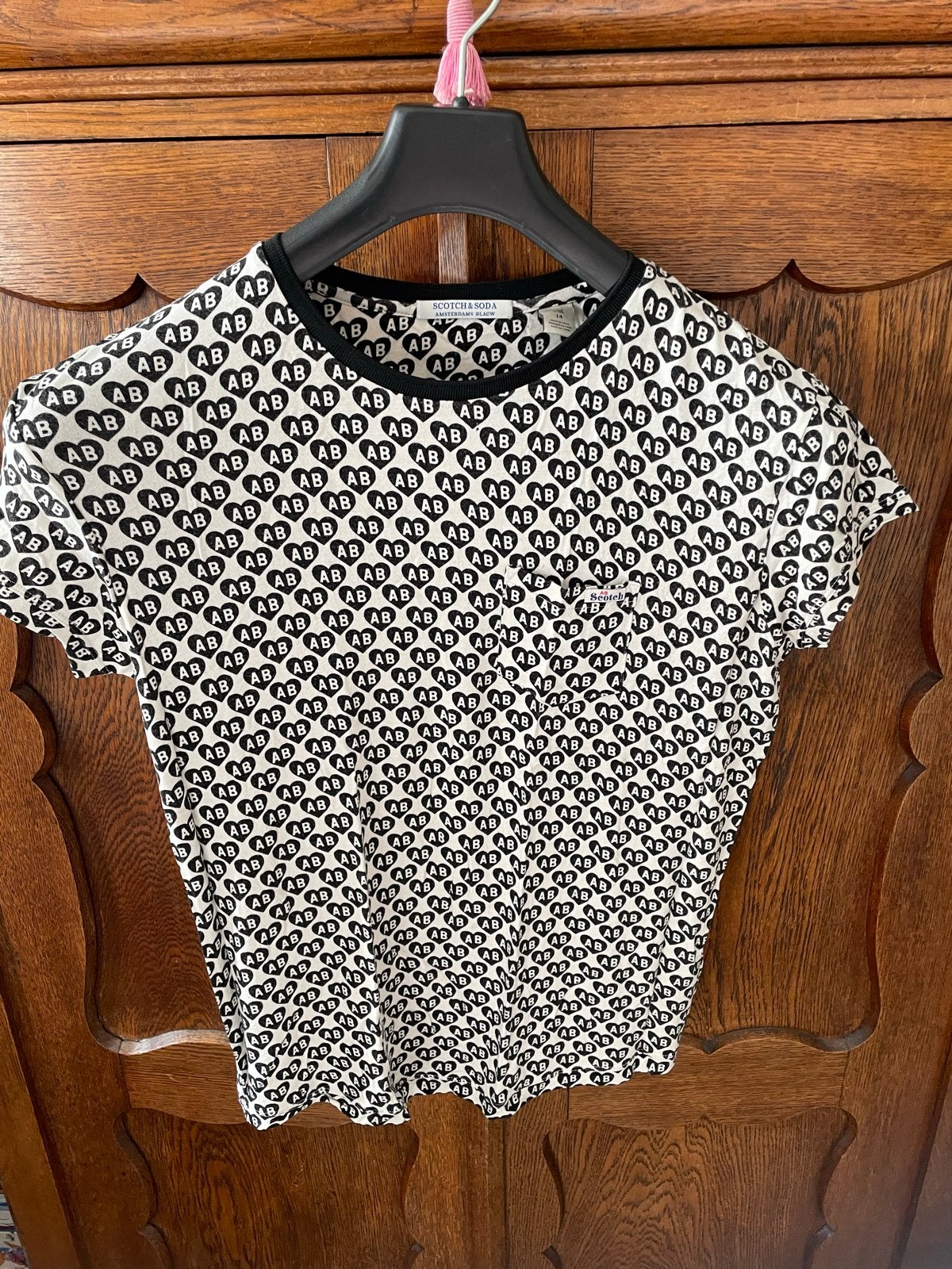 Scotch & Soda T-shirt met AB-hartjesprint, Ophalen of Verzenden, Zo goed als nieuw, Meisje, Shirt of Longsleeve