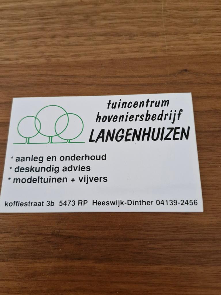 3239 Sticker Tuincentrum Langenhuizen in Heeswijk - Dinther, Ophalen of Verzenden