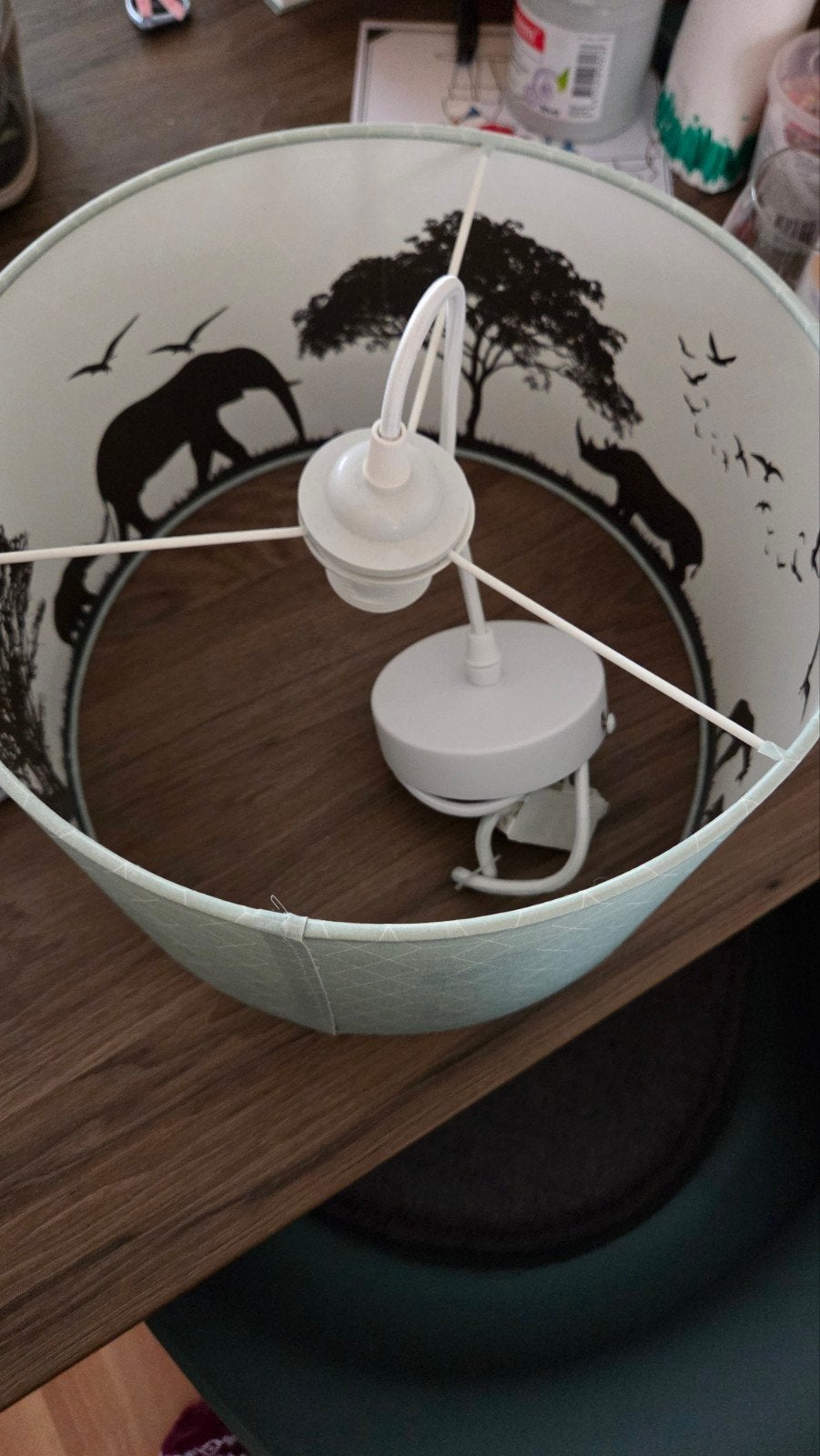 Mint dieren hanglamp, Rond, Zo goed als nieuw, Groen, Ophalen