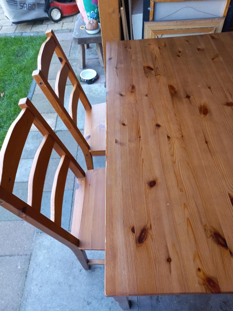 IKEA grenen eettafel met 4 stoelen - Gebruikt, Huis en Inrichting, Tafels | Eettafels, Ophalen of Verzenden, Gebruikt, Vier personen