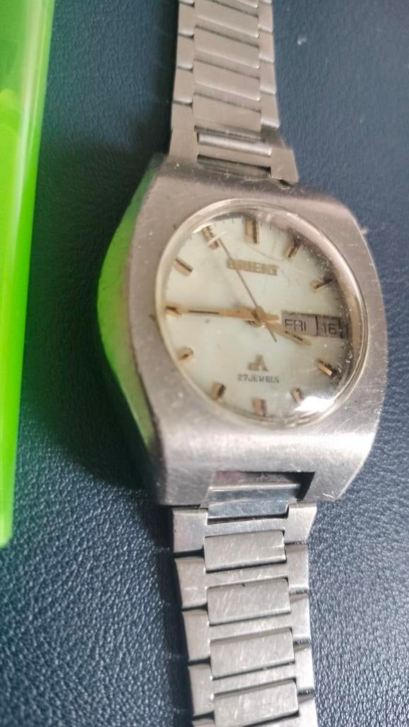 Orient horloge vintage parelmoer wijzerplaat., Overige merken, Gebruikt, Staal, Polshorloge