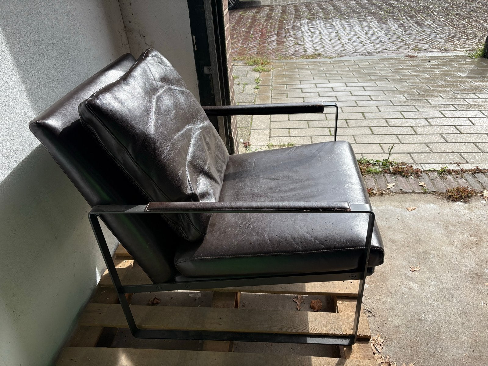 Prachtige Leren Stoel van Van Duijvenbode Haarlem, Gebruikt, Bruin, Leer, Ophalen of Verzenden