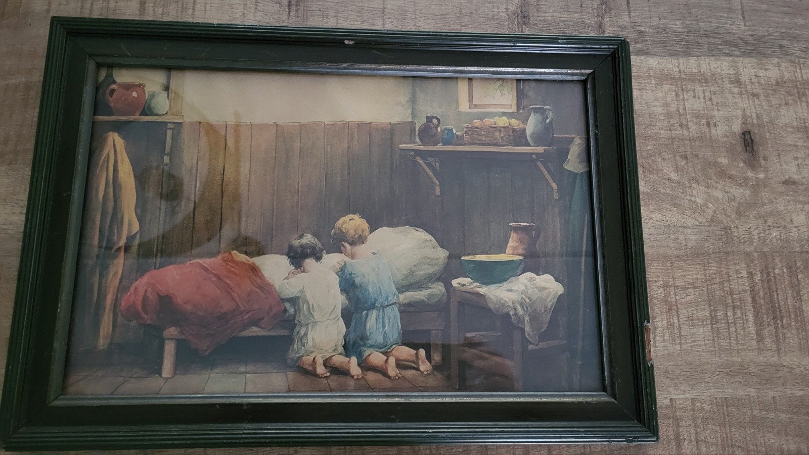 nostalgisch printje ingelijst, Ophalen of Verzenden, Glas