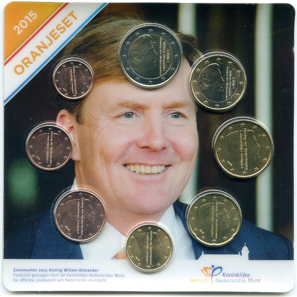 UNC set Nederland 2015 -1 ct t/m 2 euro - Oranje Set Blister, Verzenden, Overige landen, Overige waardes, Setje