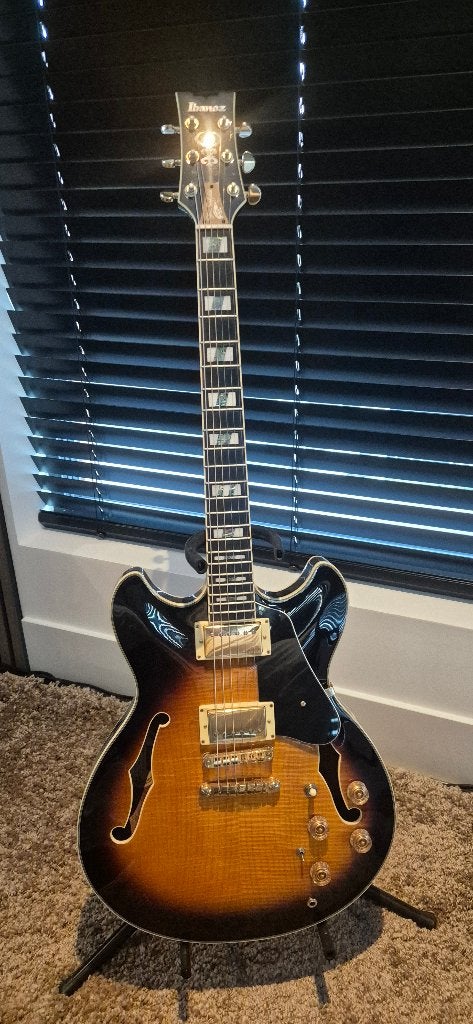 Ibanez JSM10-VYS John Scofield Signature Gitaar met Koffer, Ophalen of Verzenden, Zo goed als nieuw, Semi-solid body, Ibanez