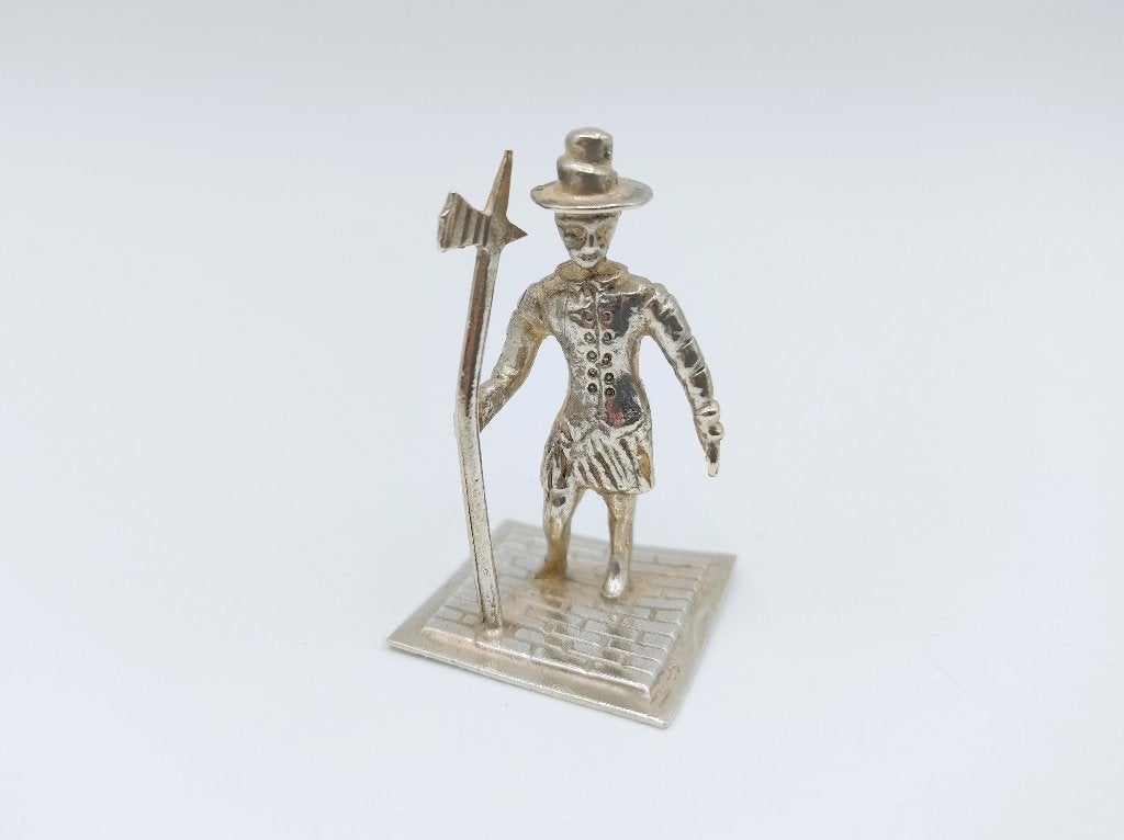 Zilveren miniatuur stadswacht, J.W. van Waveren, Haarlem, Verzenden, Zilver