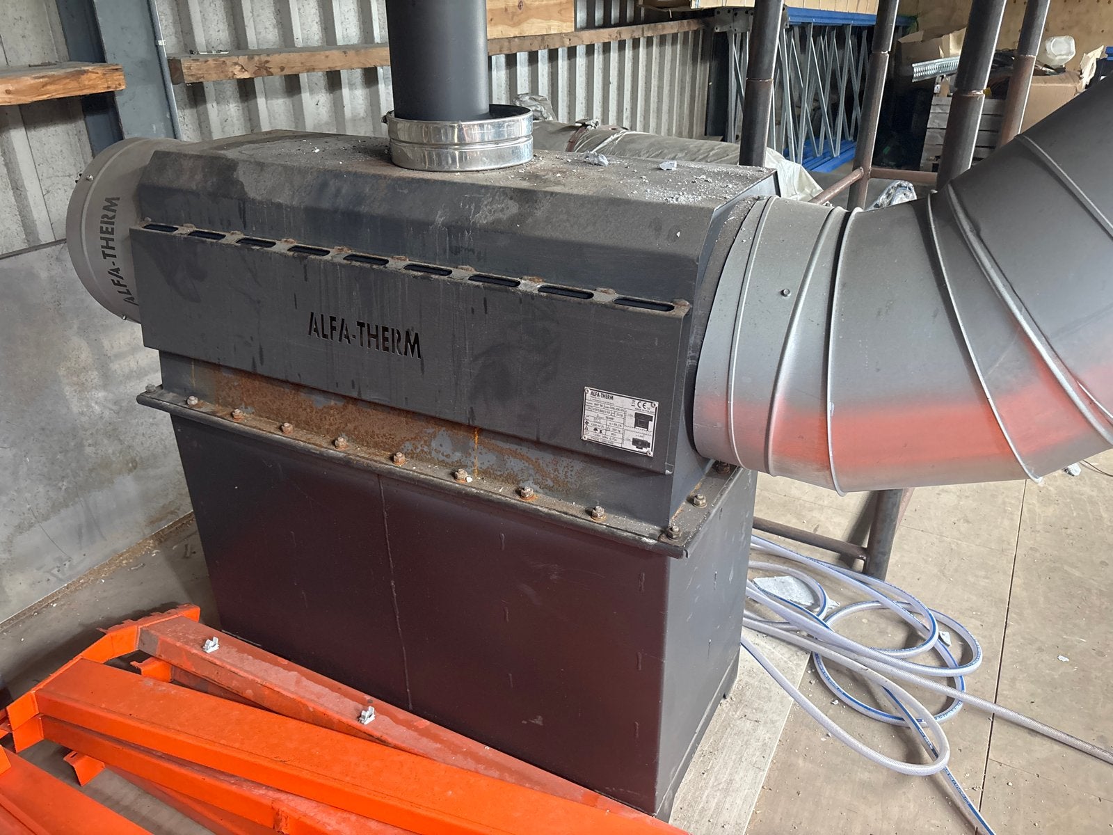 Alfa Therm Houtkachel SHT 50 met Ventilator - 35 kW, Ophalen of Verzenden, Gebruikt, Hout, Houtkachel