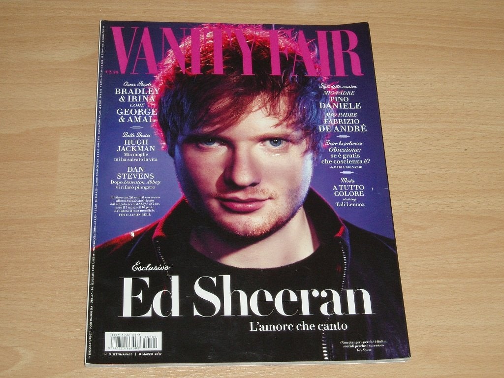 Ed Sheeran in Italiaans tijdschrift Vanity fair, Verzamelen, Verzenden, Gebruikt, Boek, Tijdschrift of Artikel