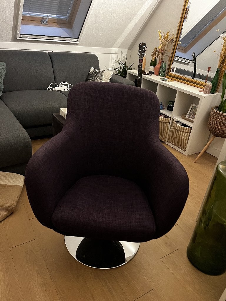 Paarse fauteuil, Huis en Inrichting, Fauteuils, Ophalen, Zo goed als nieuw, 75 tot 100 cm, 50 tot 75 cm