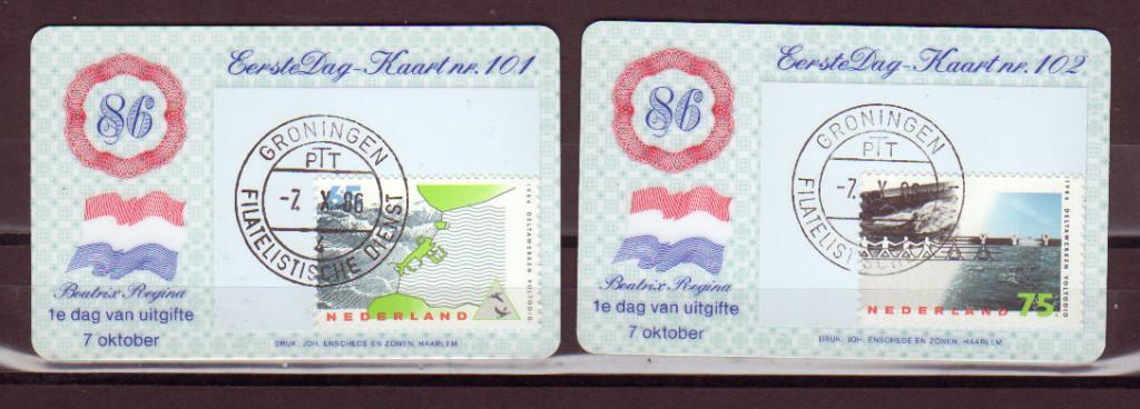 Nederland Eerste Dag Kaartjes EDK nr. 101-102, Postzegels en Munten, Postzegels | Eerstedagenveloppen, Ophalen of Verzenden, Onbeschreven