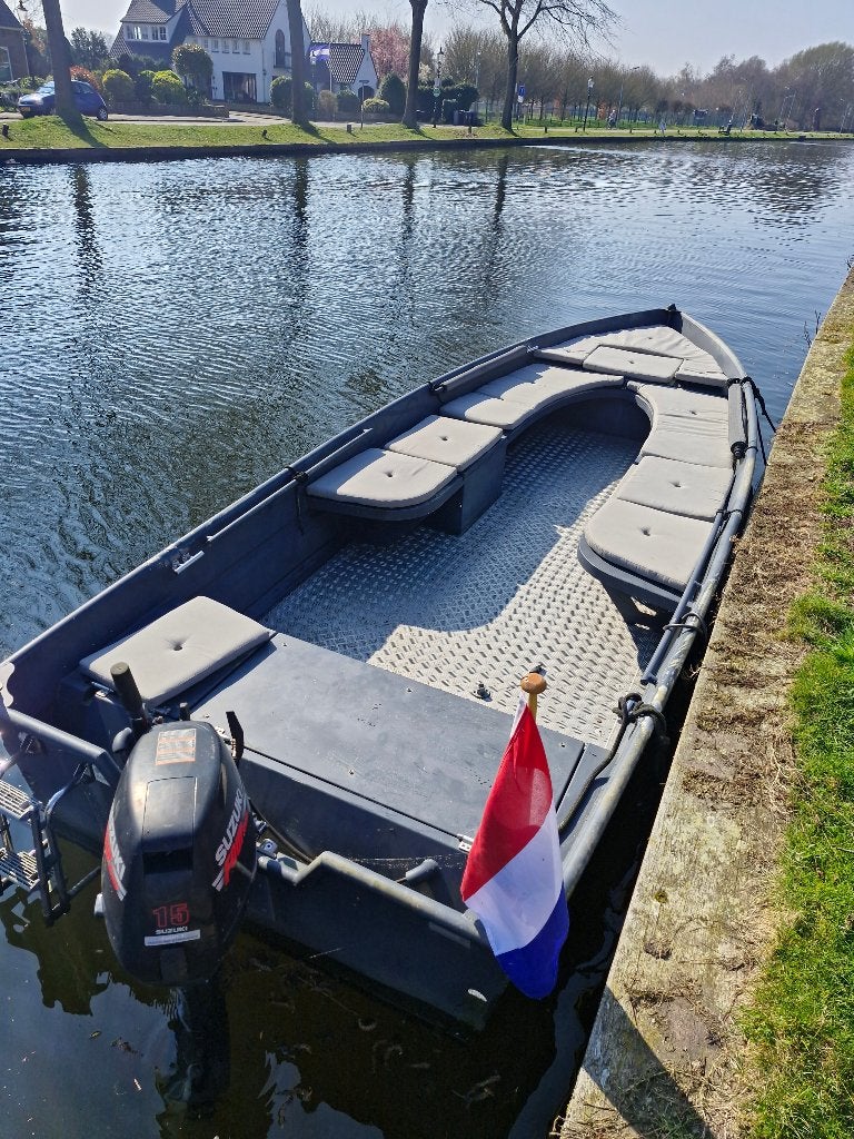 Grachtenboot aluminium ligplaats Weesp in zeer nette staat, Gebruikt, 15 pk, Aluminium, 6 m