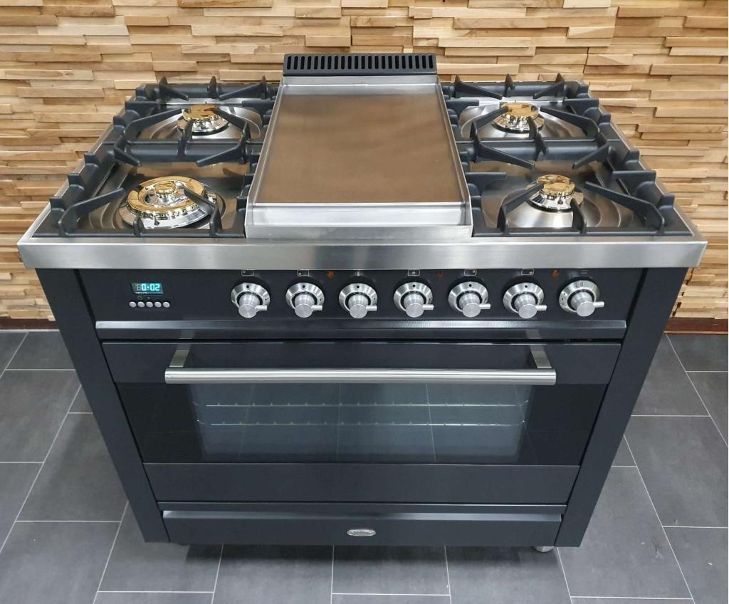 🔥Luxe Boretti Fornuis 90cm antraciet + rvs 1 GASOVEN Frytop, Niet ingevuld, 60 cm of meer, Niet ingevuld, Ophalen of Verzenden