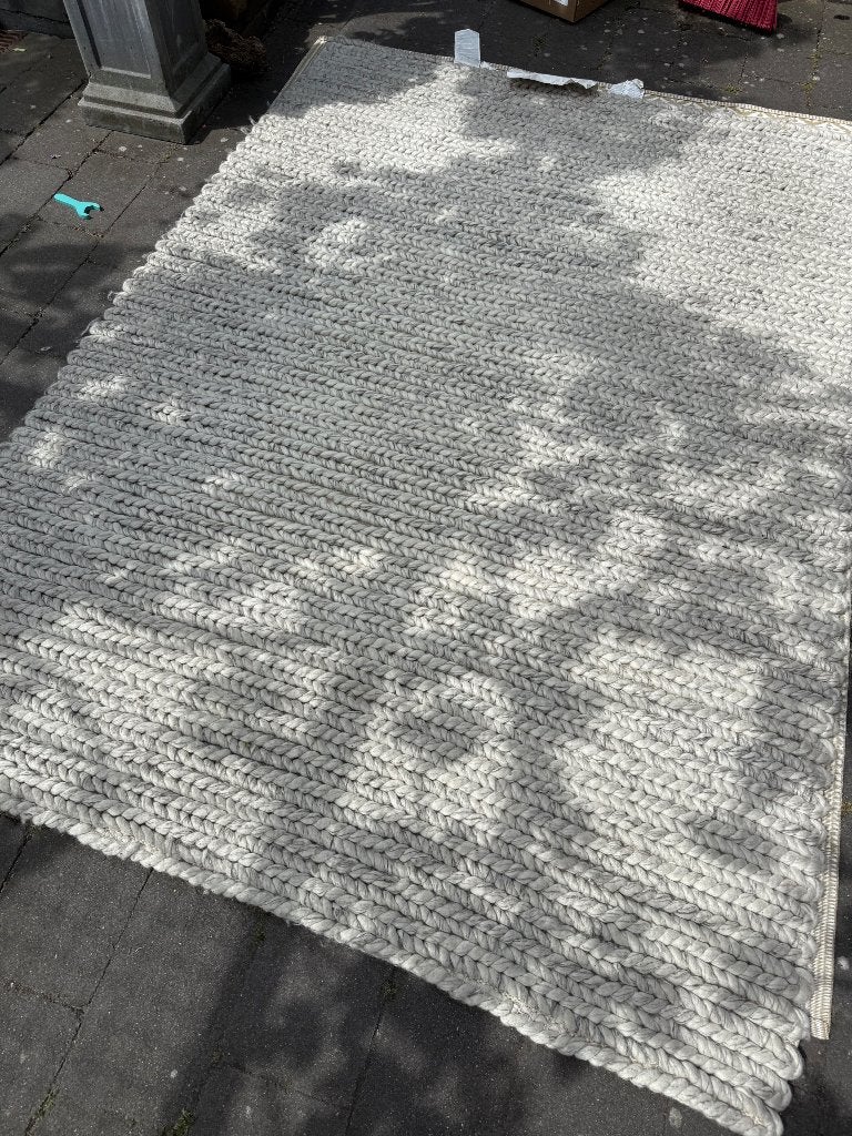 Vloerkleed wol IKEA HJORTSVANG €15, Ophalen, Gebruikt, Grijs, 150 tot 200 cm