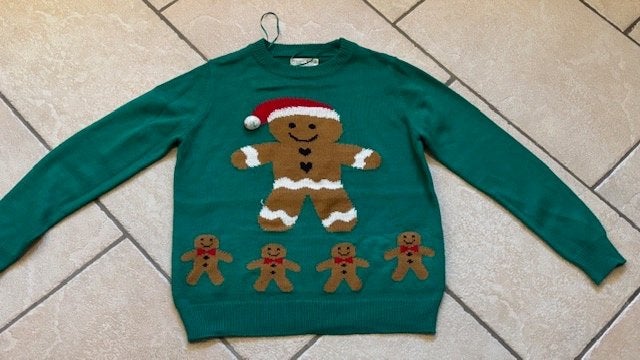 Kersttrui, kerst trui groen gingerbread man maat S, Ophalen of Verzenden, Gebruikt