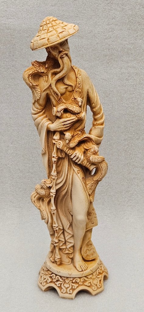 Chinees geluksbeeld van een oude wijze man, Bruin, 39 cm, China, Beeld