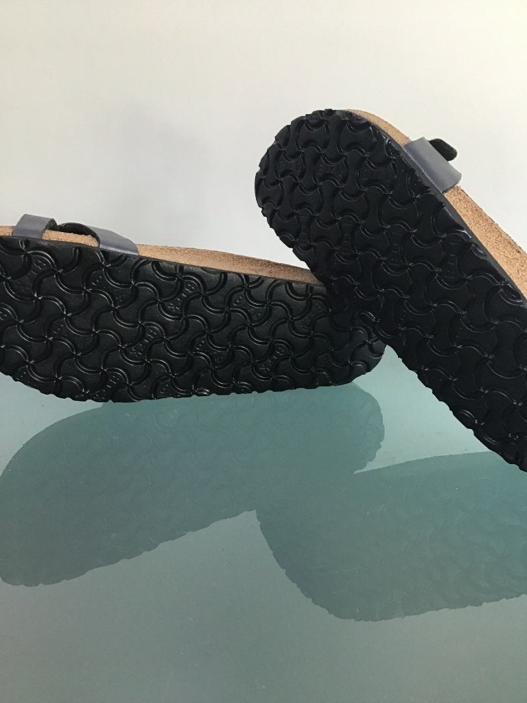 Birkenstock Piazza grijs 38 slippers | Gratis verzenden, Kleding | Dames, Slippers, Verzenden, Zo goed als nieuw, Grijs
