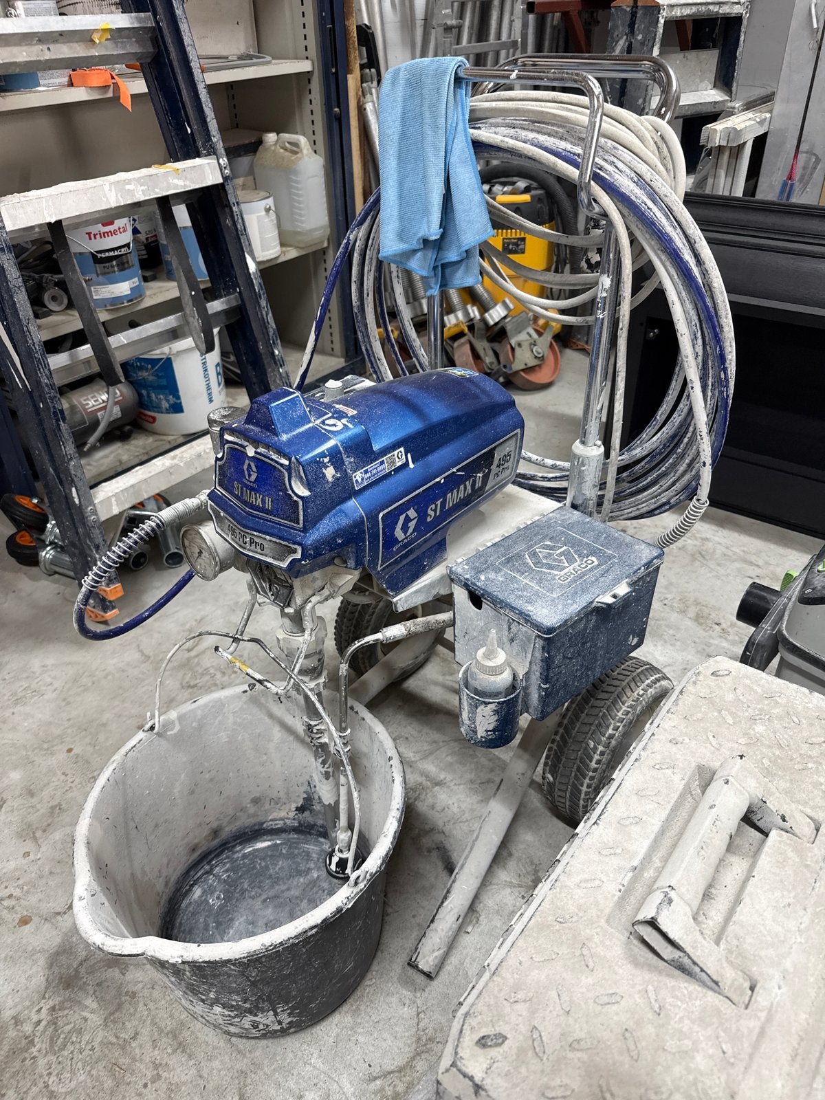 Graco 495 verfspuit - Goed onderhouden, perfect werkend, Ophalen of Verzenden, Gebruikt, Verfspuit of Verfpomp