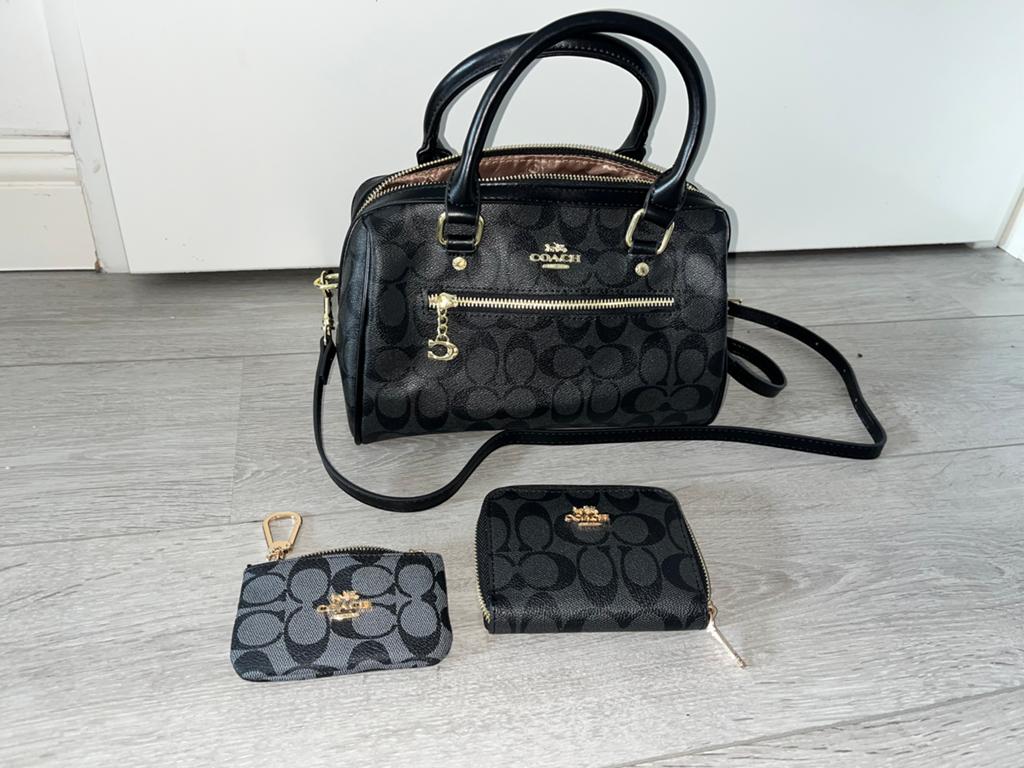 Coach Handtas met Portemonnee en sleutelhanger nieuw, Ophalen of Verzenden, Nieuw, Zwart, Handtas