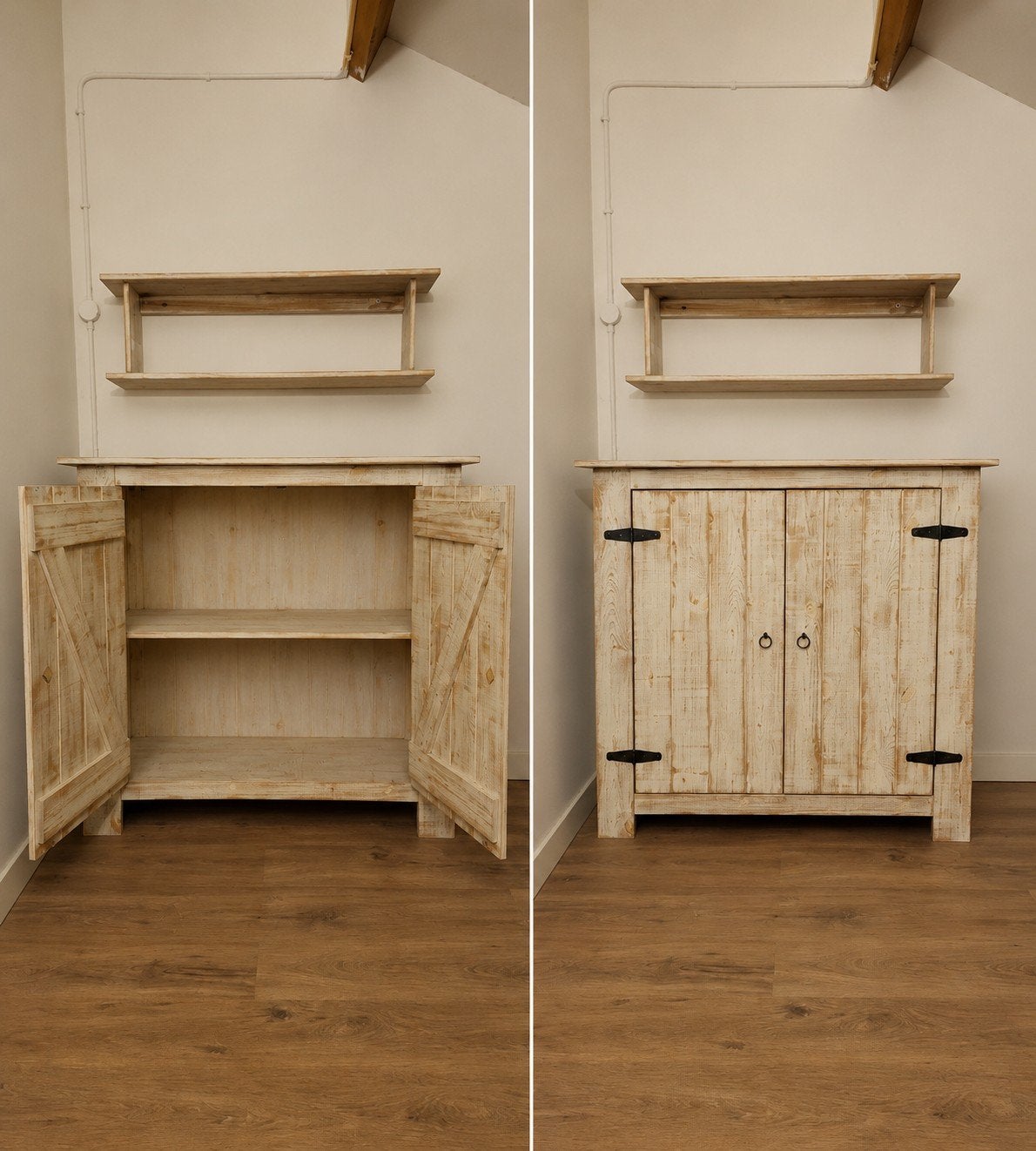 Landelijke Grenen Kast met Bijpassende Wandplank, Ophalen of Verzenden