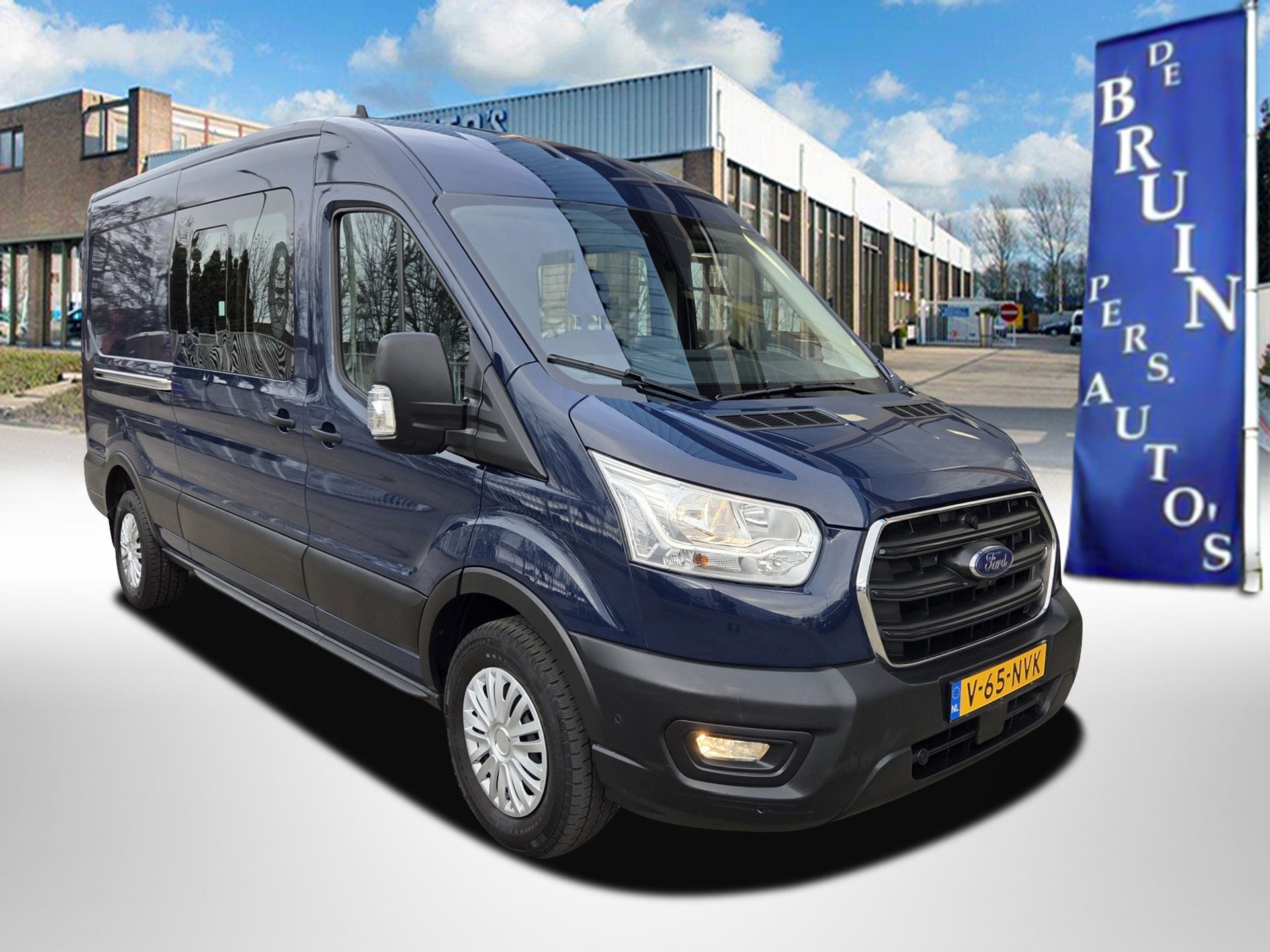Ford Transit Dubbel Cabine 2.0 TDCI 170pK L3H2 DC 6 persoons, Auto's, Stof, 4 cilinders, Blauw, 2353 kg