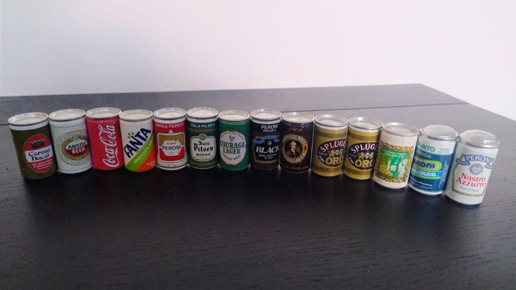 Verzameling van 13 miniatuur blikjes (bier/frisdrank), Ophalen of Verzenden, Gebruikt