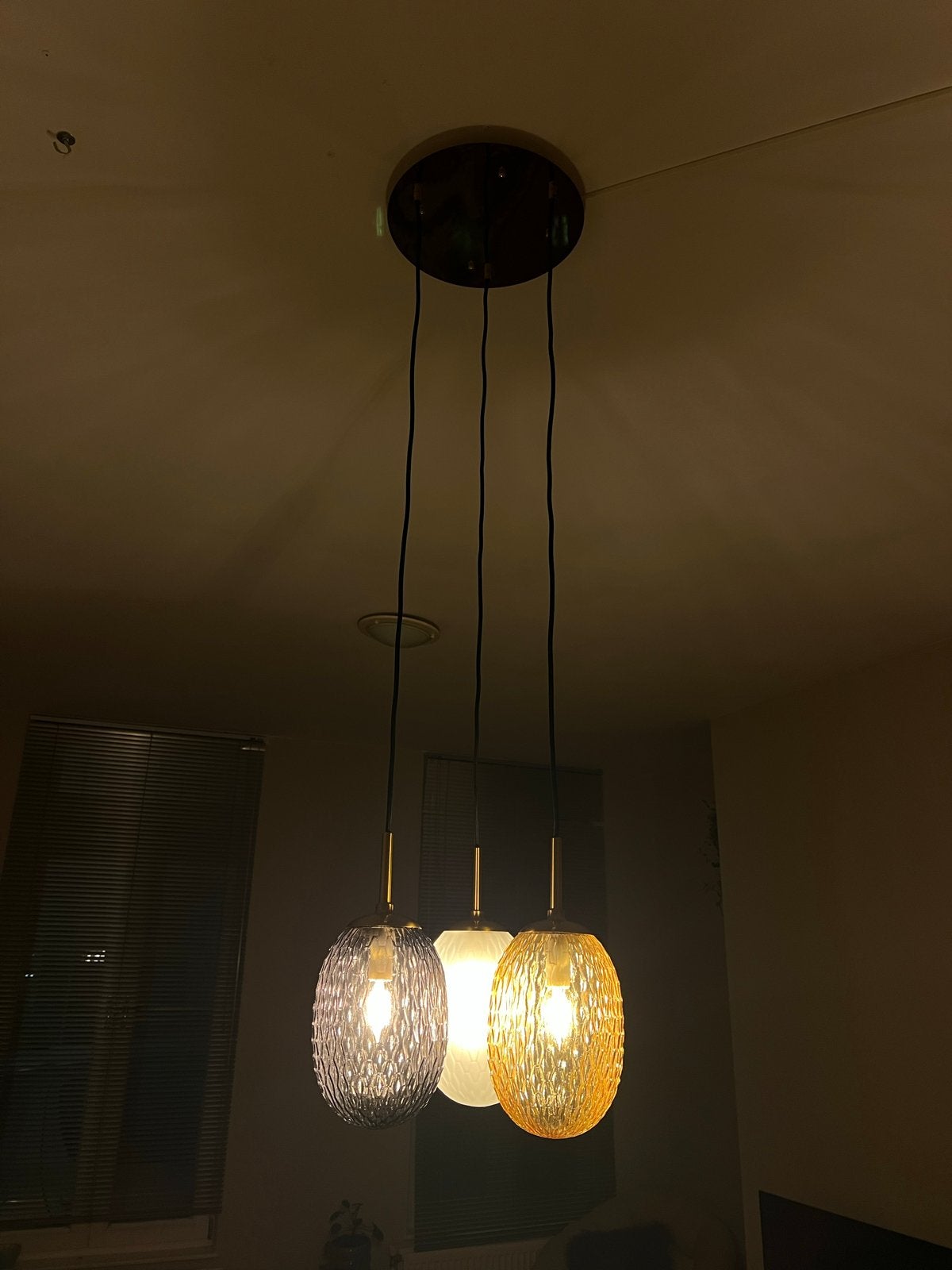 Globo Devin hanglamp met 3 honingraat lenzen, Ophalen, Zo goed als nieuw, Glas