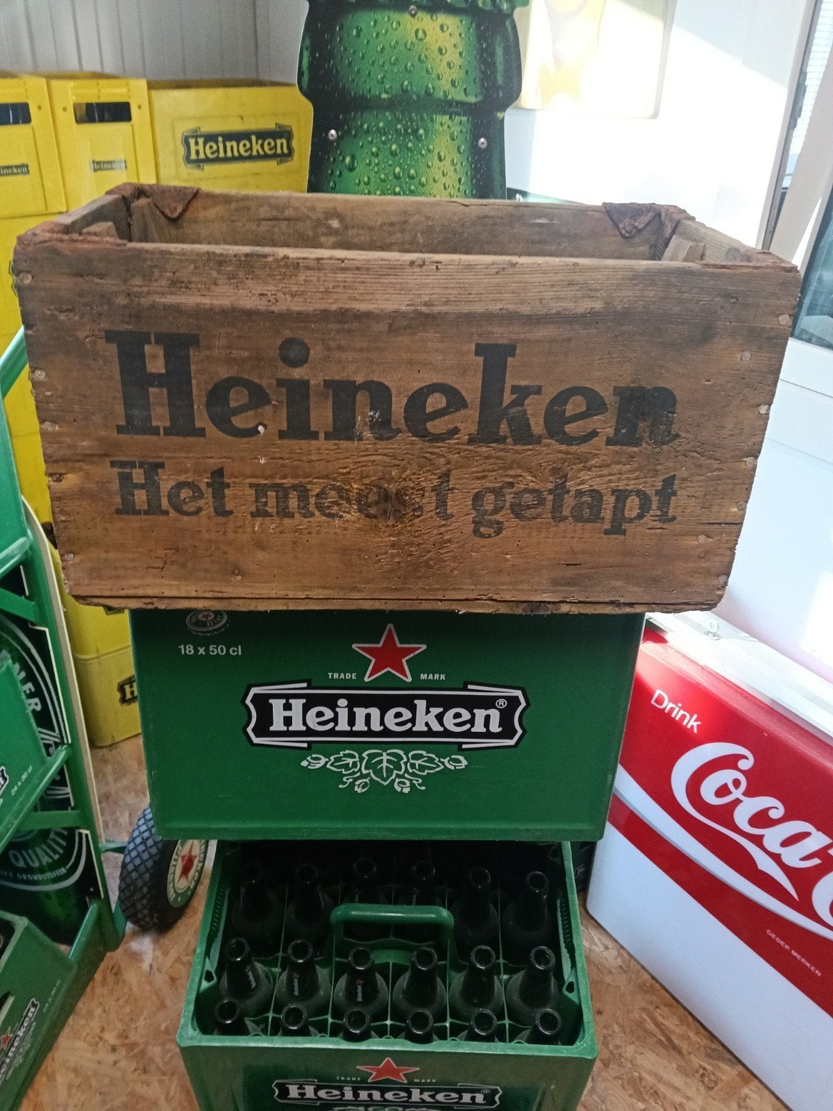 Vintage Heineken Houten Krat - Decoratief Bierkrat, Ophalen, Gebruikt, Overige typen, Heineken