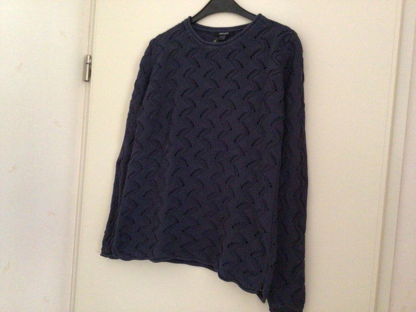 Mooie katoenen trui met opengewerkt patroon Esmara m/L Blauw, Ophalen of Verzenden, Gedragen, Maat 38/40 (M), Blauw