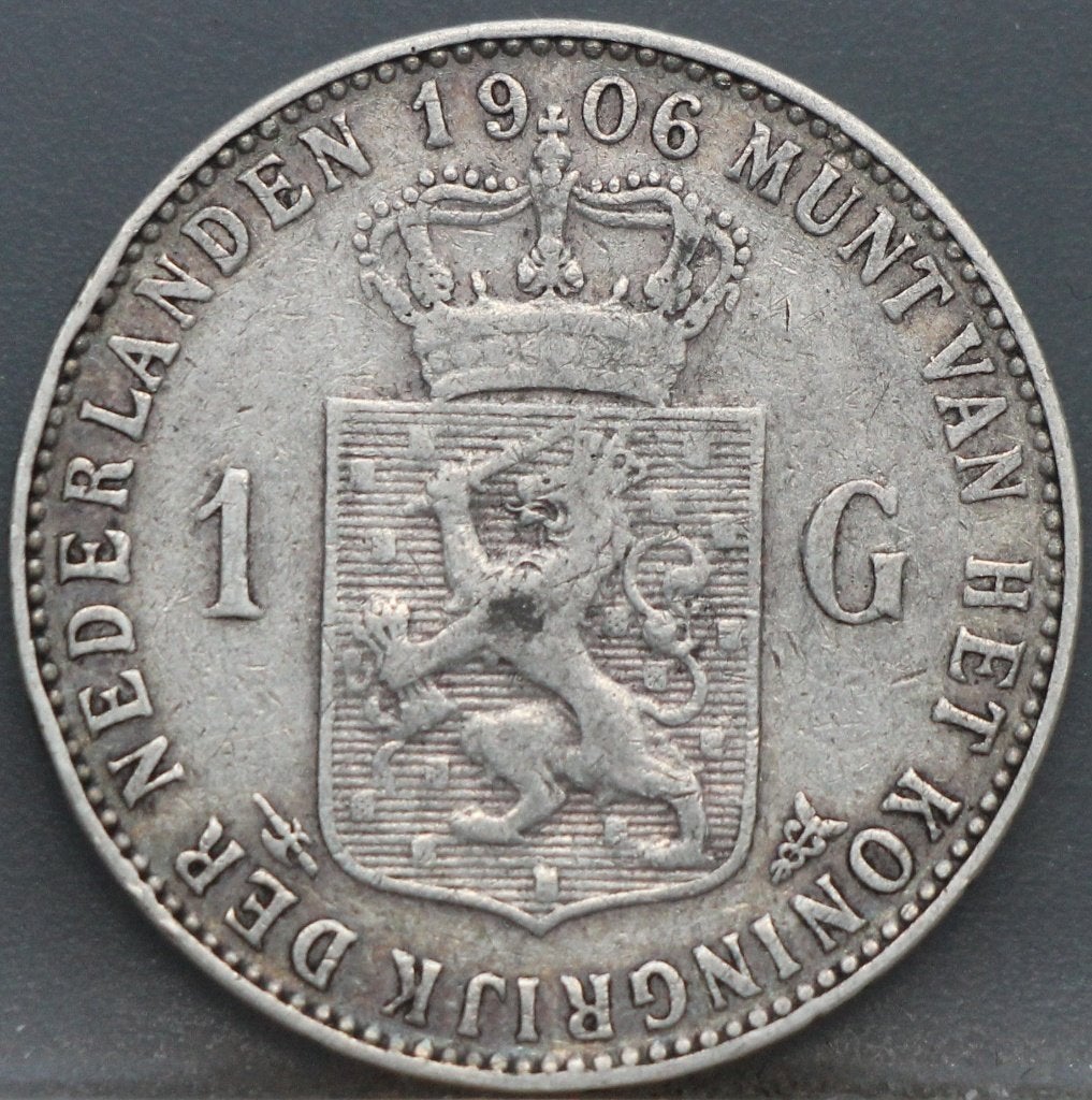 Schaarse 1 gulden 1906 Wilhelmina, Postzegels en Munten, Munten | Nederland, 1 gulden, Zilver, Ophalen of Verzenden, Koningin Wilhelmina