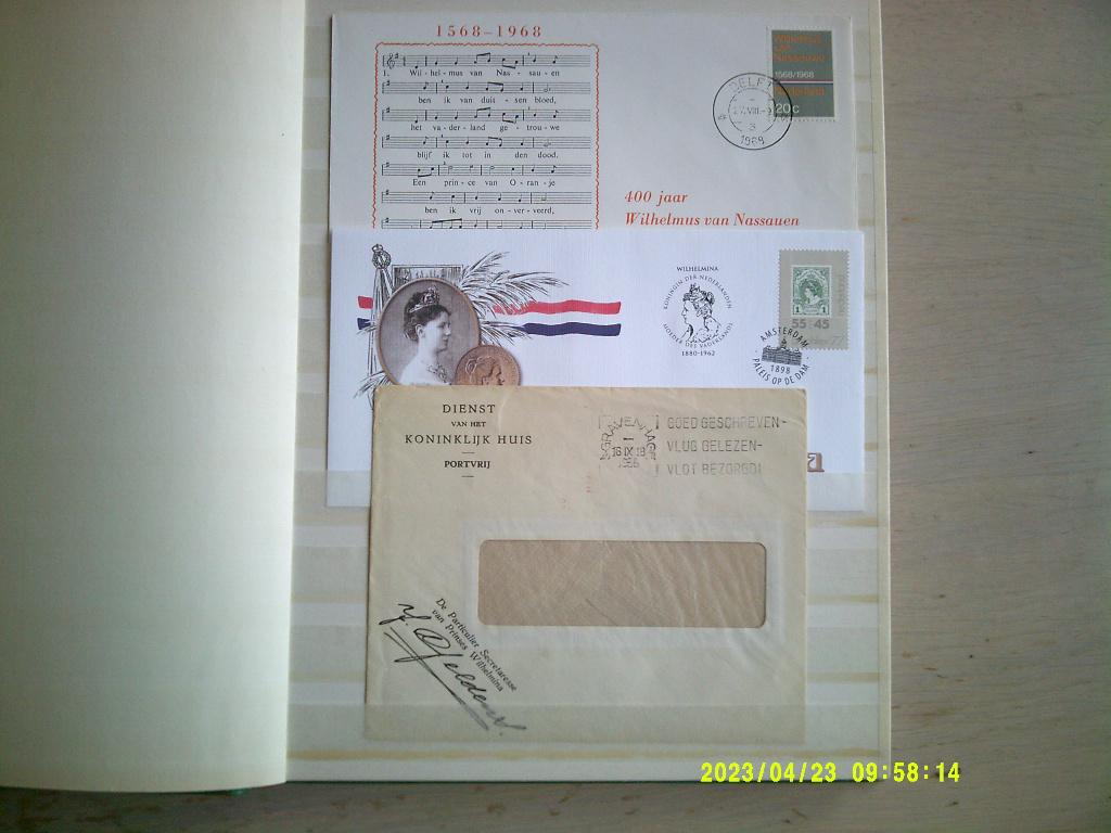 Stockboek  Koninklijke Familie met kaarten, postzegels,, Ophalen of Verzenden, Gebruikt, Nederland, Kaart, Foto of Prent