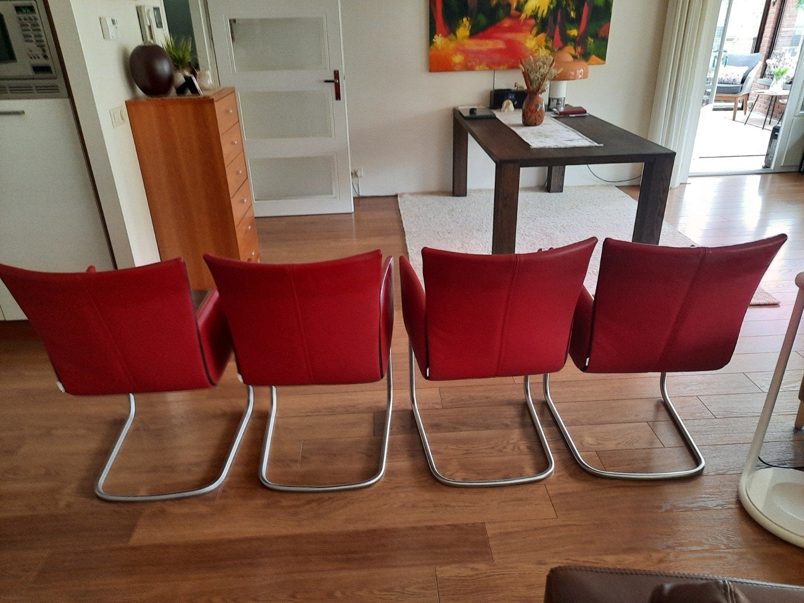 Bert Plantagie eetkamerstoelen type Jones., Huis en Inrichting, Ophalen, Leer, Zo goed als nieuw, Vier