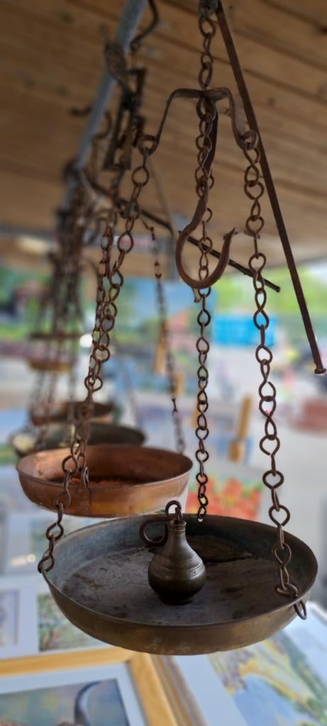 Antieke koperen balansen weegschalen, Antiek en Kunst, Antiek | Gereedschap en Instrumenten, Ophalen of Verzenden