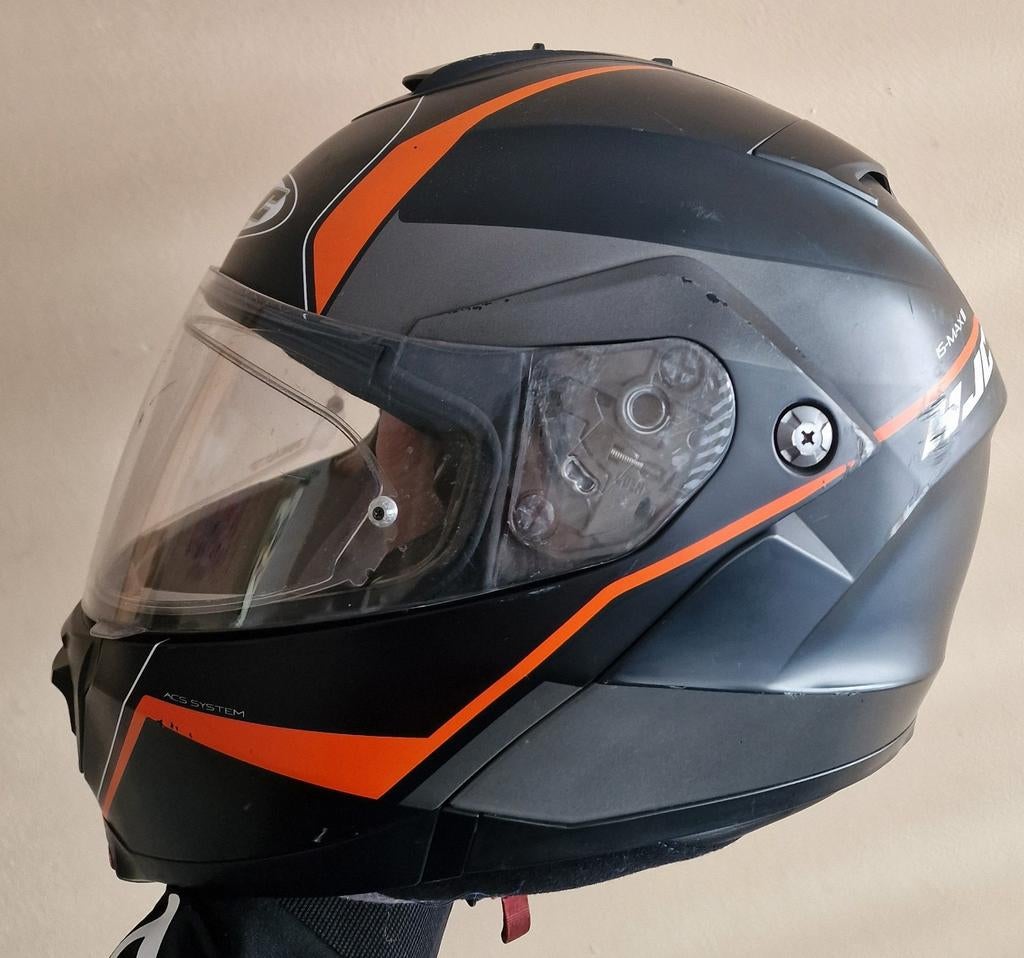 HJC S-MAX II Integraalhelm - Zwart/Oranje, Motoren, Kleding | Motorhelmen, Dames, Heren, Integraalhelm, M, HJC, Tweedehands, Ophalen of Verzenden