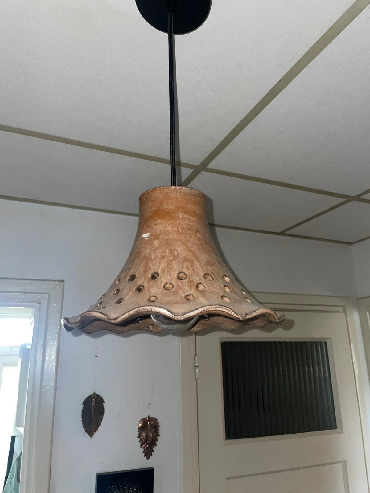 Retro/vintage West germany hanglamp van echt aardewerk, Antiek en Kunst, Antiek | Lampen, Ophalen of Verzenden