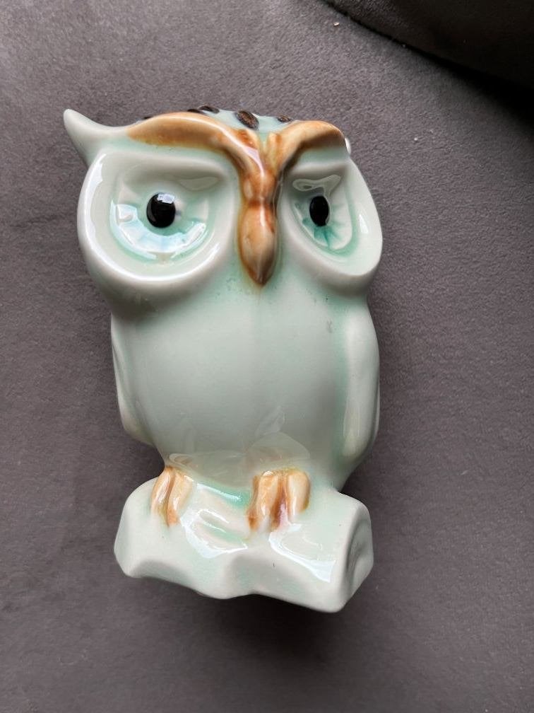 Keramieken Uil Beeldje - Vintage Decoratie, Ophalen of Verzenden, Zo goed als nieuw, Dier