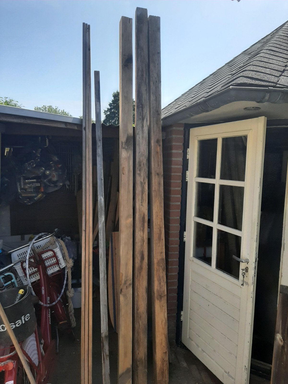 3 Douglas palen, Ophalen, Gebruikt, Balk, Overige houtsoorten