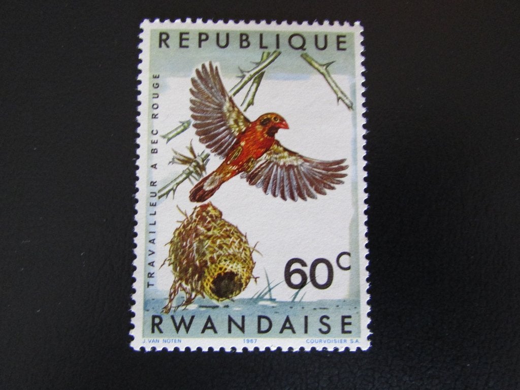 Postzegel Vogel: Roodbek Wever uit Rwanda, Ophalen of Verzenden, Postfris, Dier of Natuur