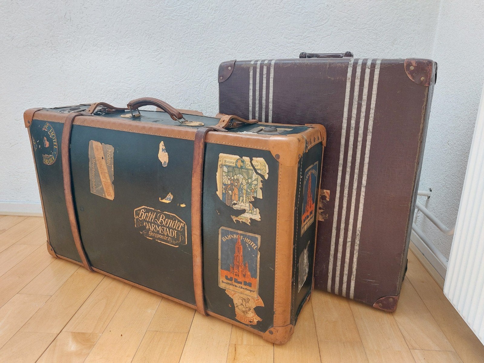 vintage koffers, Ophalen, Gebruikt, Leer, Slot