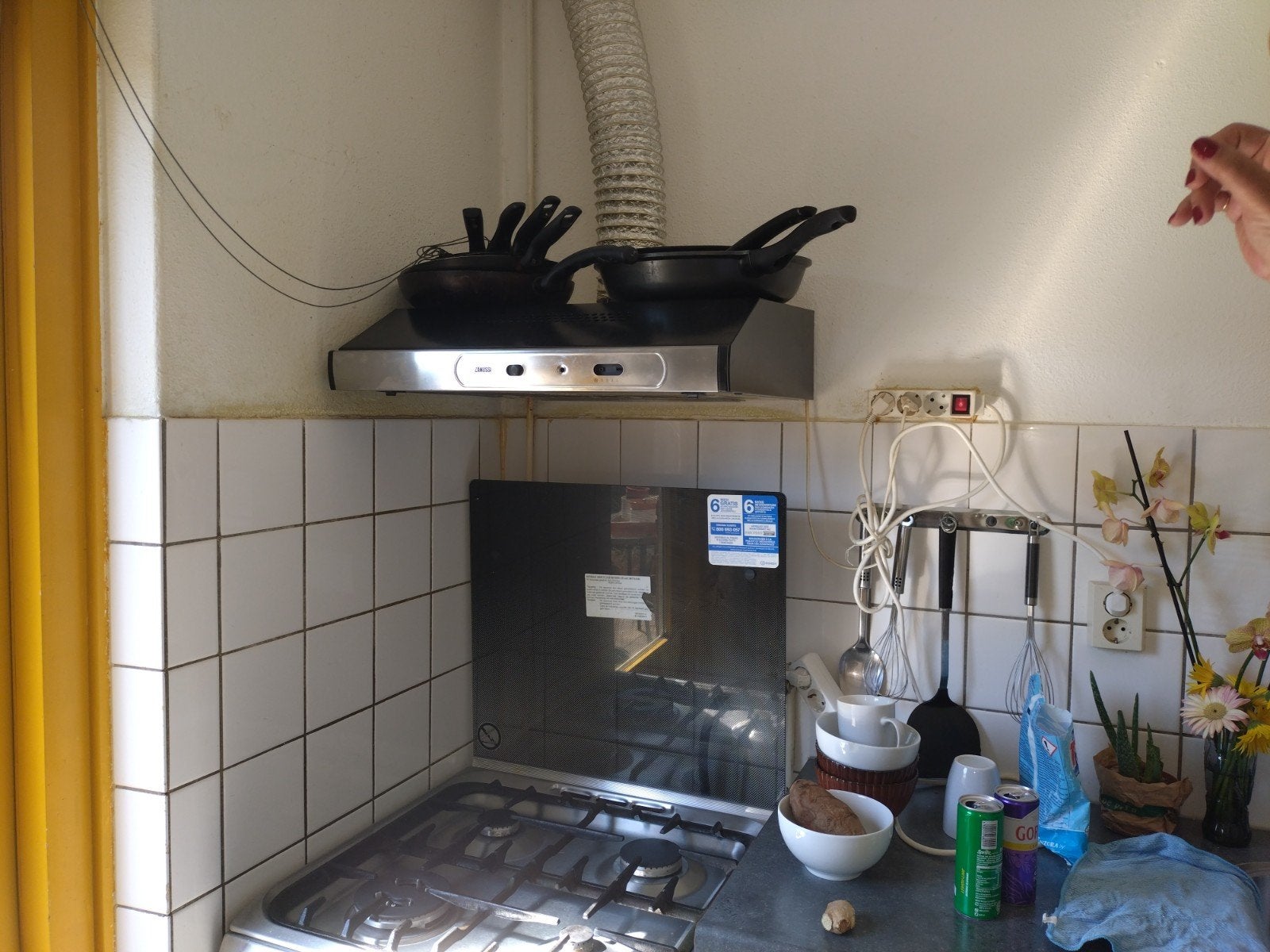 Indesit gasfornuis met oven en afzuigkap, Ophalen, Gebruikt, Hete lucht, 60 cm of meer