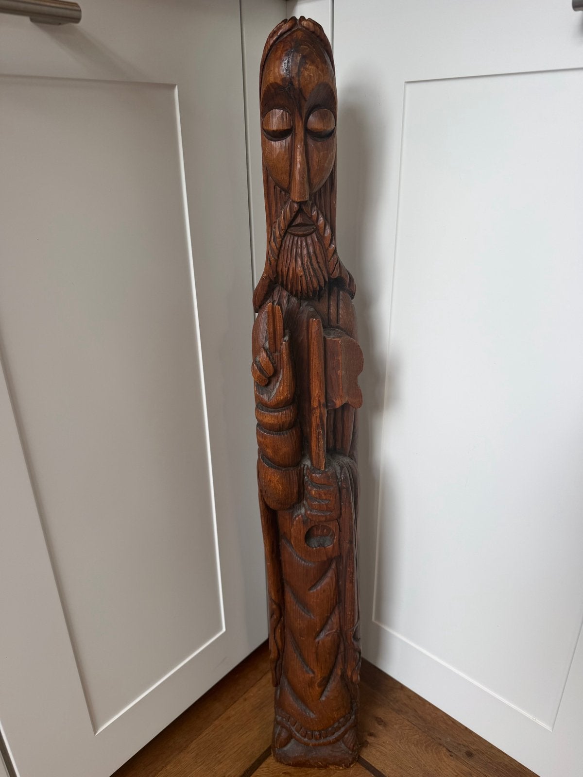 Houtgesneden beeld van Petrus, 91 cm hoog, Antiek en Kunst, Ophalen, 50 - 100 cm, Handgemaakt, Beeld